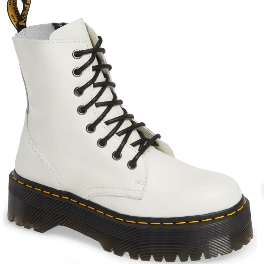 NIB $200 Dr. Martens 'Jadon' Boot in WHITE SMOOTH LEATHER!